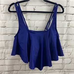 Blue Womenβs Flowy Strappy Swim Tank Top